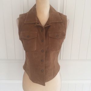 VS2 Vintage genuine leather sleeveless vest small